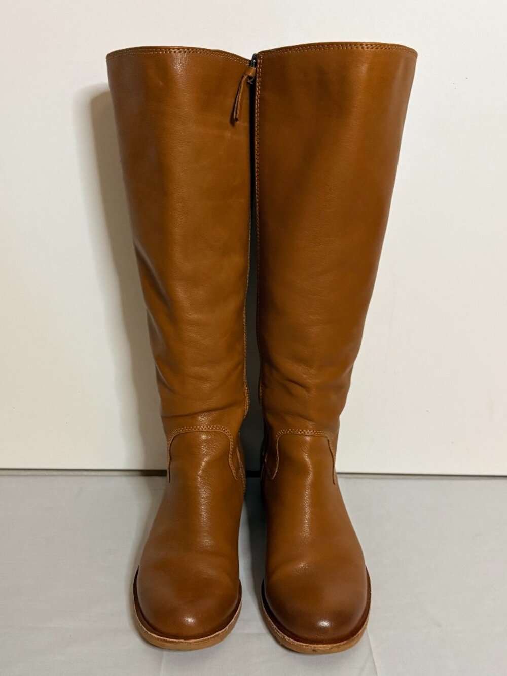 Sofft Sharnell II Tall Boots Women's 9 M Tan Leather Lace Up Back Inside Zipper